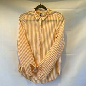 Peach & White Striped Button-Down